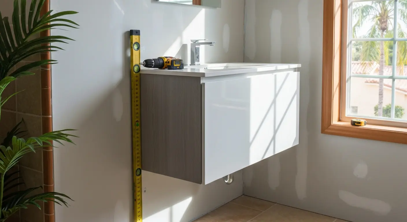 Floating vanity wall-mounted installation