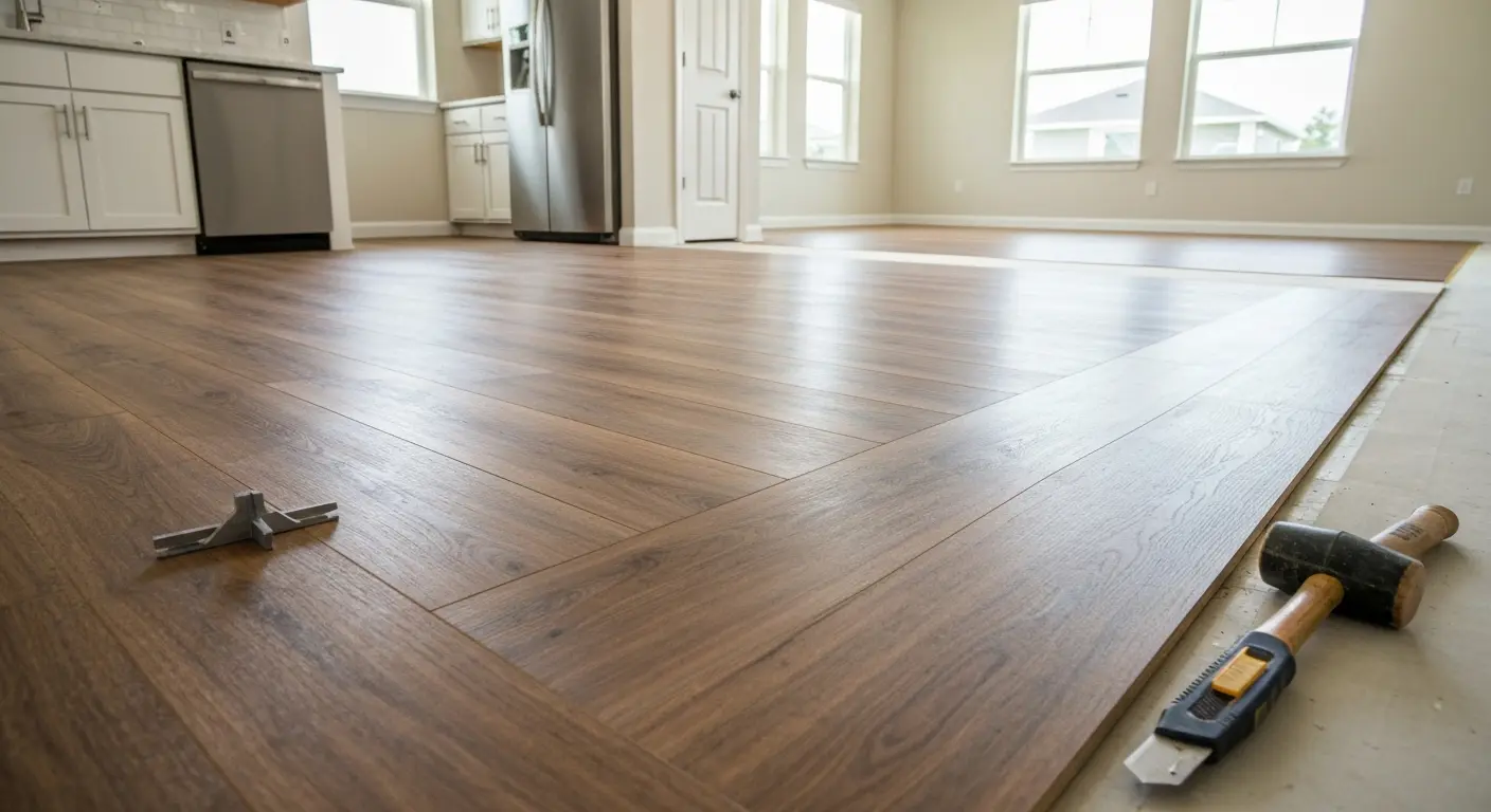 Luxury vinyl kitchen flooring installation