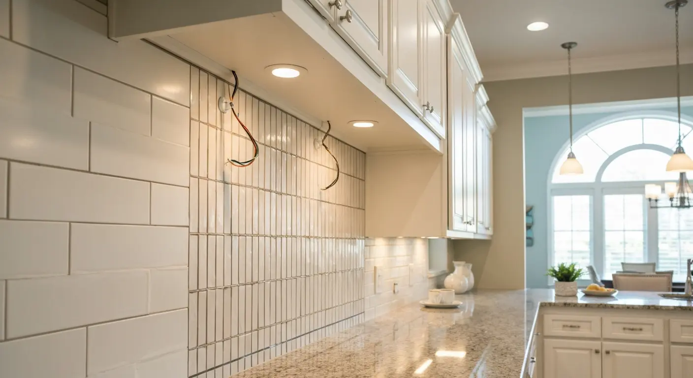 Kitchen backsplash and lighting installation