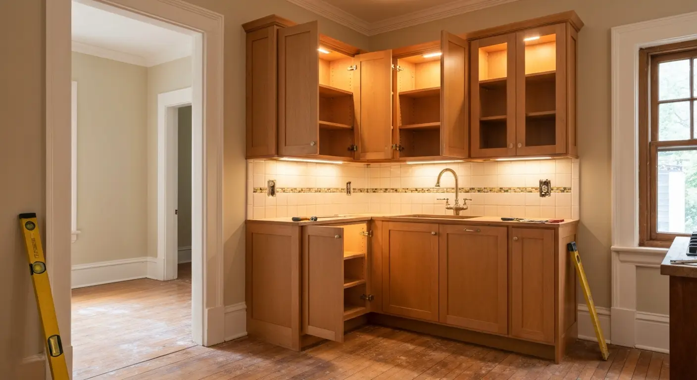 Custom kitchen cabinet installation