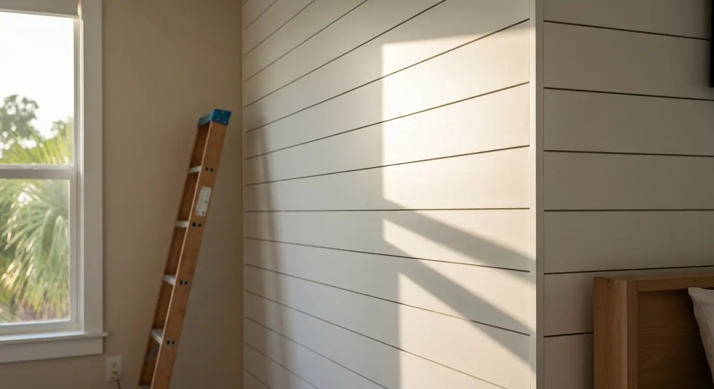 Shiplap feature wall installation in Tampa