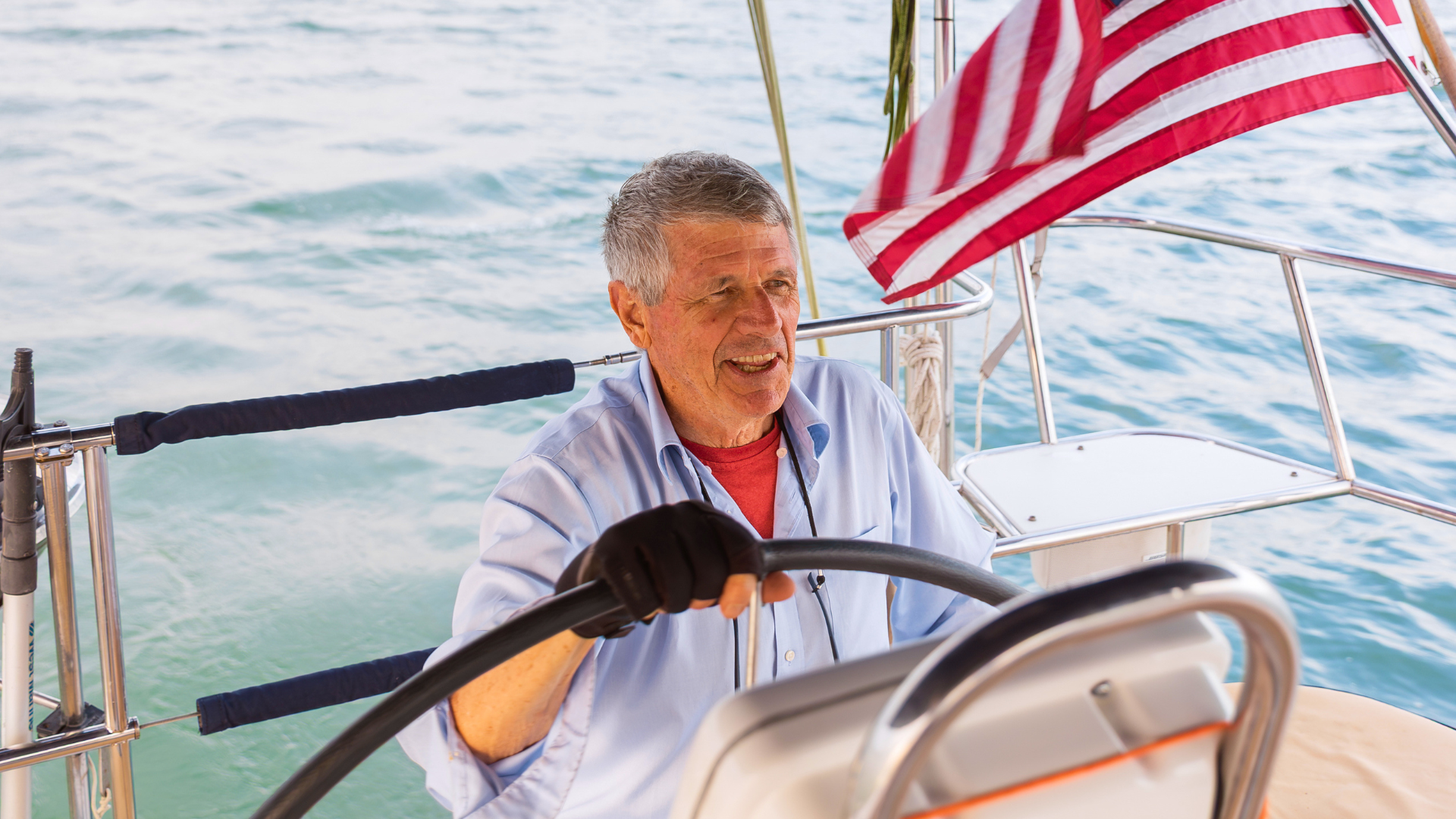 Sailing the Edge of America private charter sailboat in Folly Beach with captain guiding sunset sail