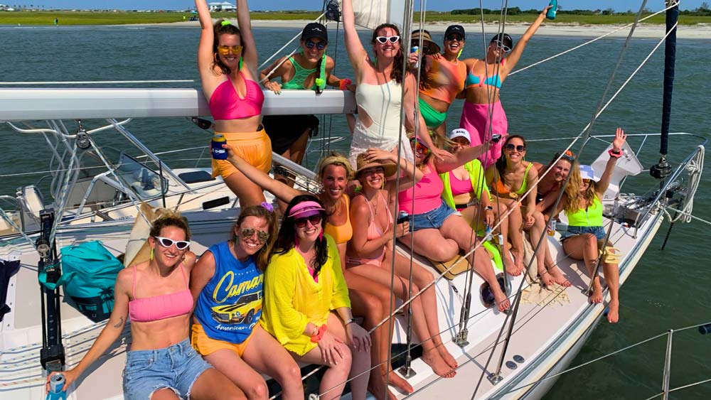 Guests enjoying a private sailing charter in Folly Beach
