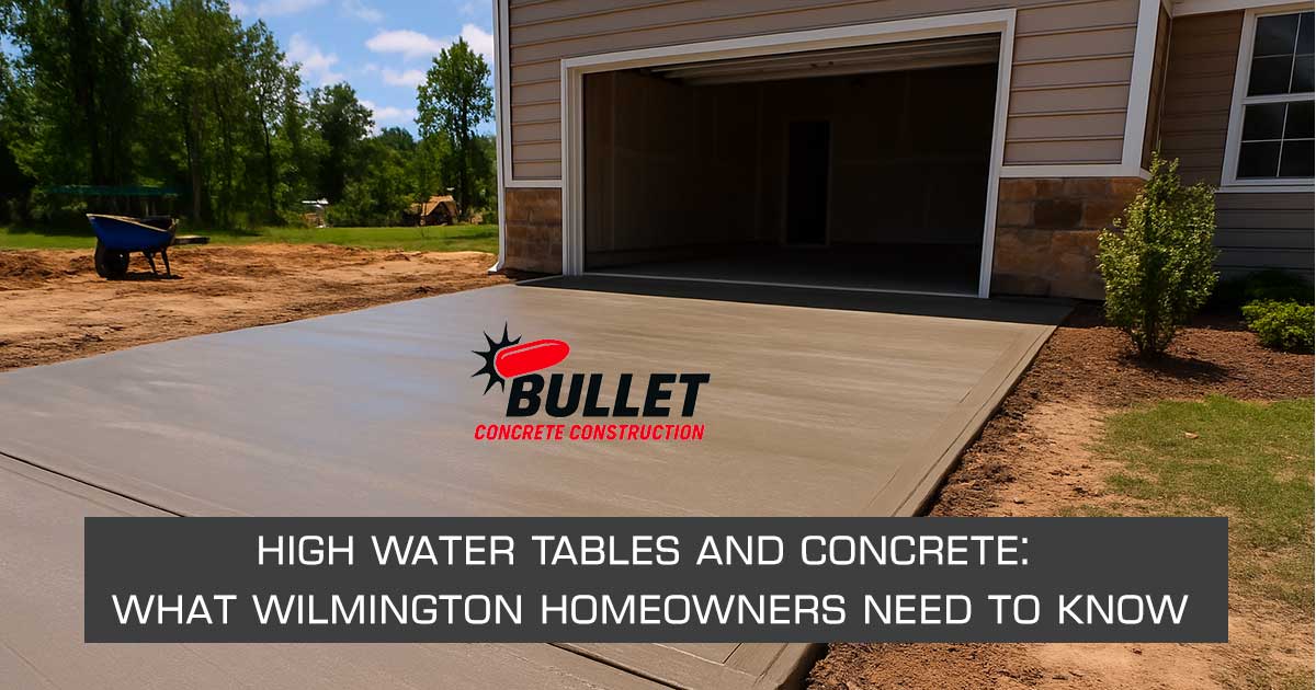 High water table conditions during concrete sub-base preparation in Wilmington NC by Bullet Concrete Construction