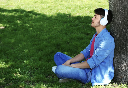 Person relaxing outside