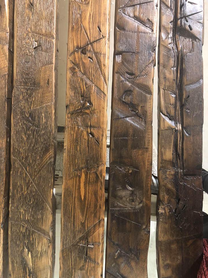 Detail of hand-wiped stain on custom wood cabinetry