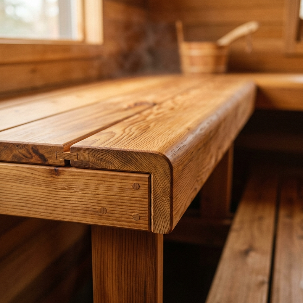 Beautiful custom sauna interior with cedar benches