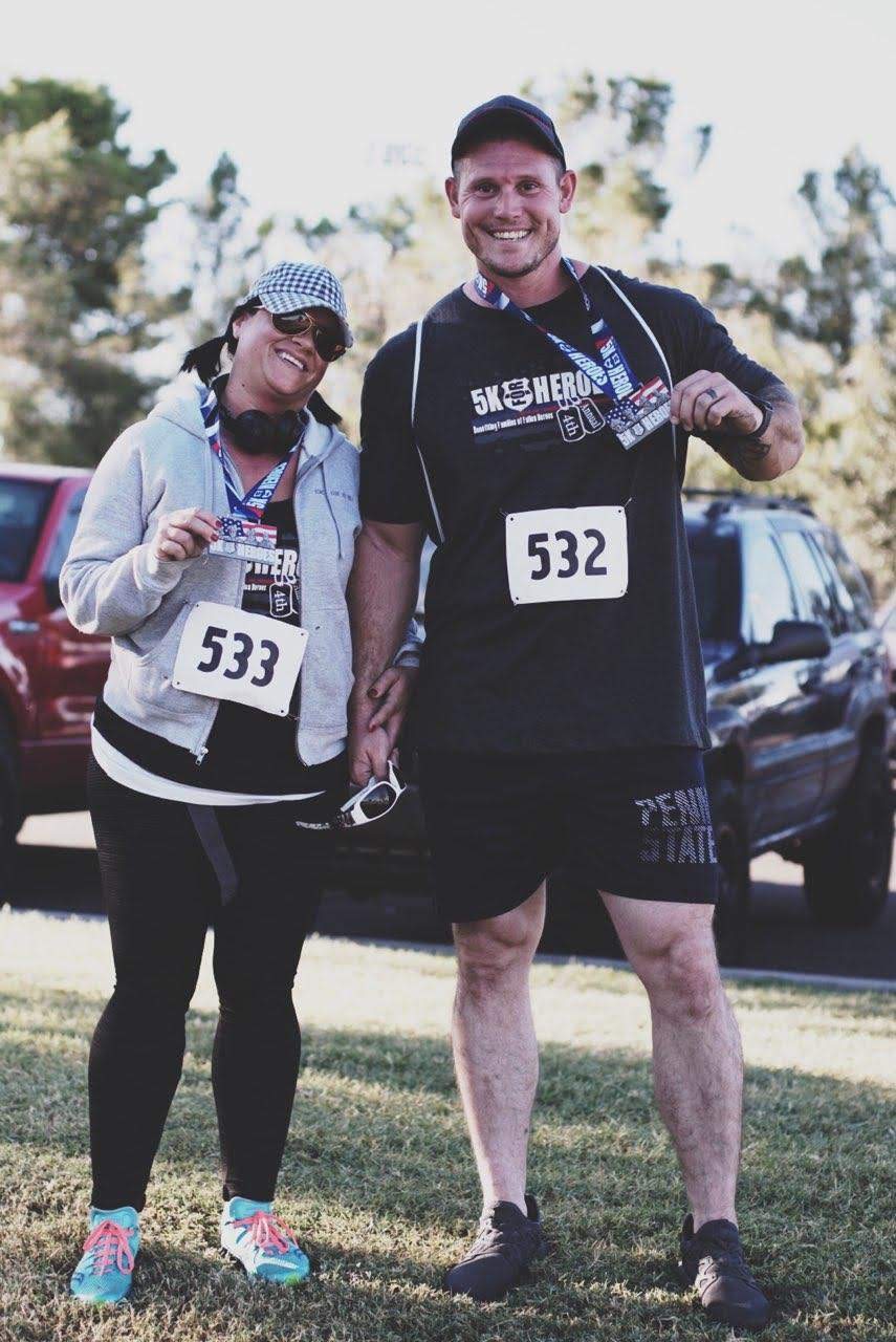 5K For Heroes participants celebrating after completing the race