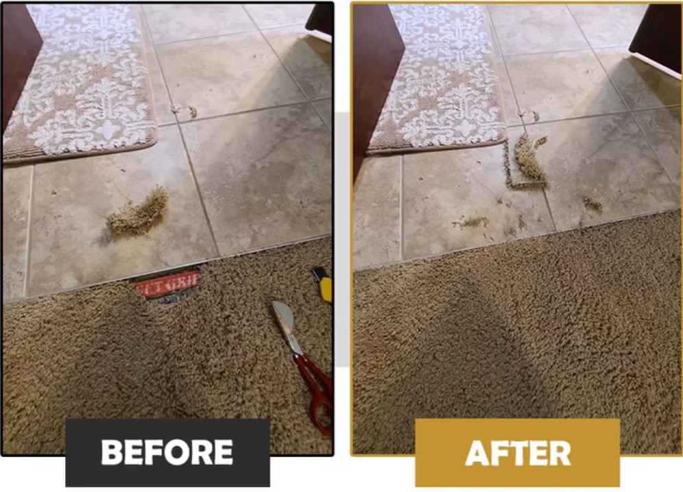 Carpet patch repair before and after