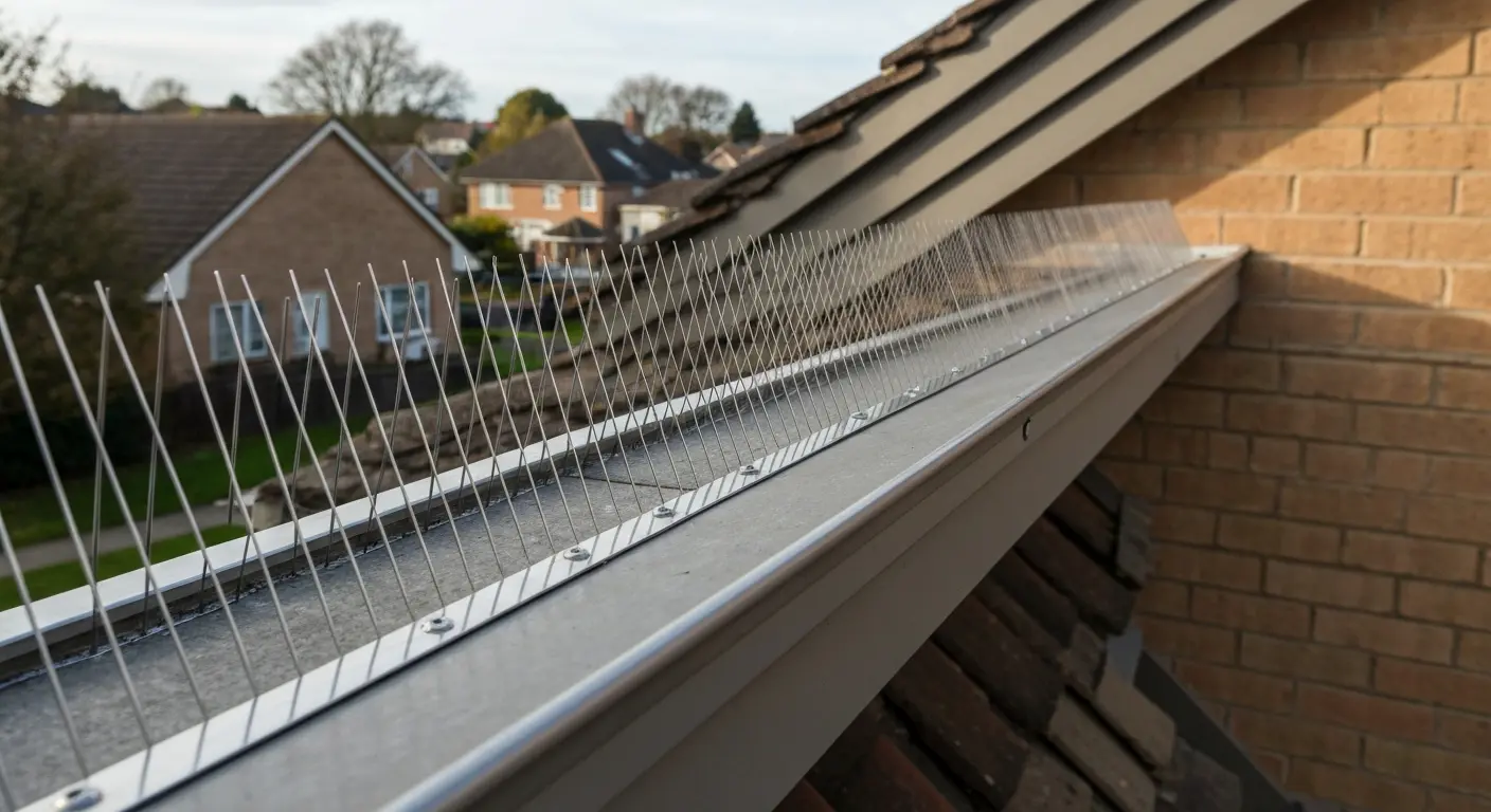 Bird spike installation on ledge and fascia