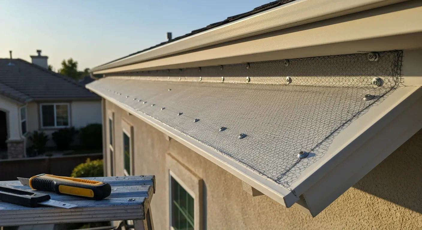 Bird mesh installation on roof soffit