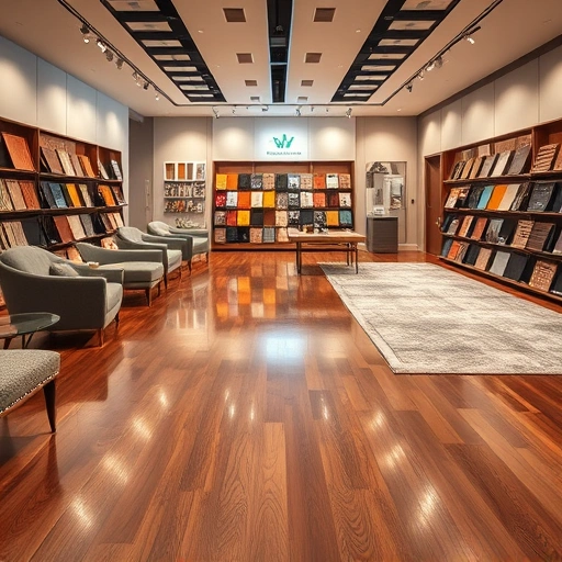 Spacious showroom in Valley Brook OK features polished hardwood, luxurious carpets, and stylish tiles in elegant design.