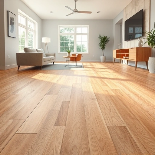 Completed subfloor repair for hardwood floors in a modern living room in Oklahoma City showcasing expert craftsmanship.