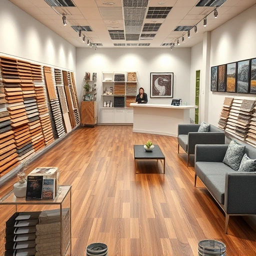 Showroom of Flooring Sales and Installation Services in Bridge Creek, OK showcasing hardwood, laminate, tile, and carpet options.