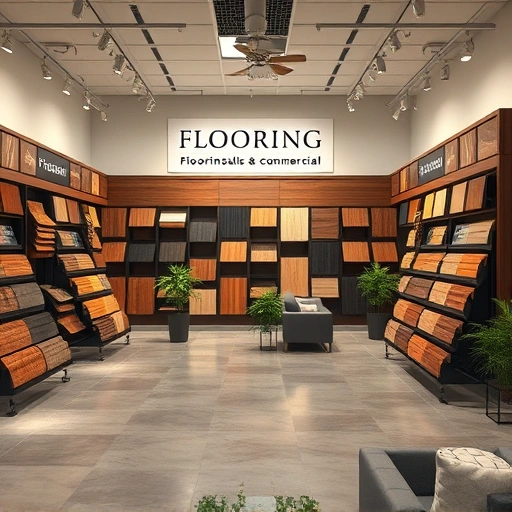Modern flooring showroom in Tuttle OK showcasing hardwood, laminate, tile, and carpet with elegant displays.