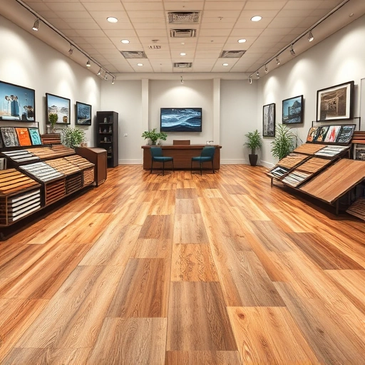 Spacious showroom in Mustang, OK featuring diverse flooring options and elegant design elements for residential and commercial use.