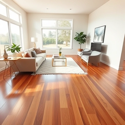 Spacious living room in Tuttle, OK with polished hardwood floors, modern furniture, and warm decor accents.