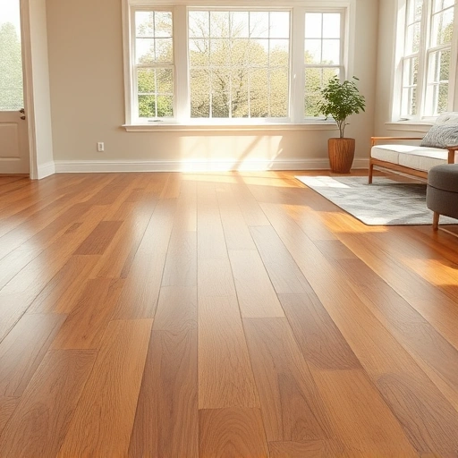 Flooring installation in Nicoma Park OK with warm hardwood planks, natural light, and elegant decor accents.
