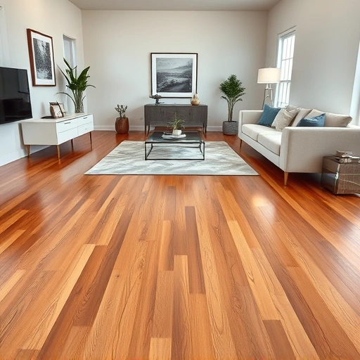 Hardwood floor repair in Oklahoma City with rich textures and polished finish in a modern, minimalist interior.