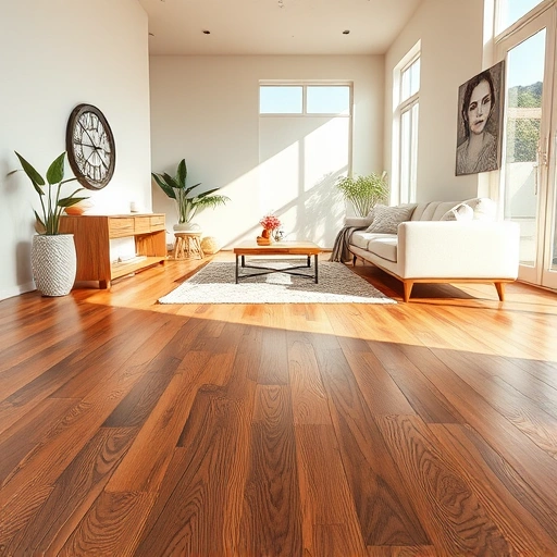 Stunning hardwood flooring in a modern room with warm tones, natural light, and elegant decor in Shawnee, OK.