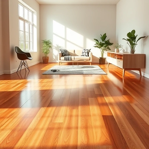 Flooring installation in Union City, OK, features polished hardwood with rich grains and modern decor, highlighting craftsmanship.