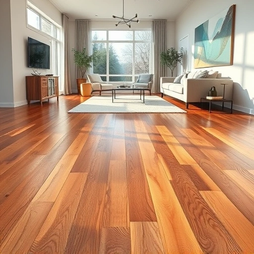Hardwood floor repair in Oklahoma City showcasing rich wood tones and seamless craftsmanship in a modern living room.