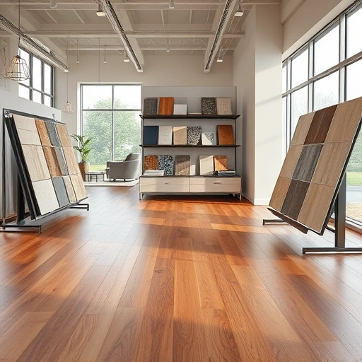 Elegant flooring display in modern showroom featuring hardwood, carpet, and tile options in Piedmont, OK.