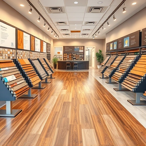 Showroom displaying diverse flooring options including hardwood, laminate, tile, and carpet in Union City, OK.