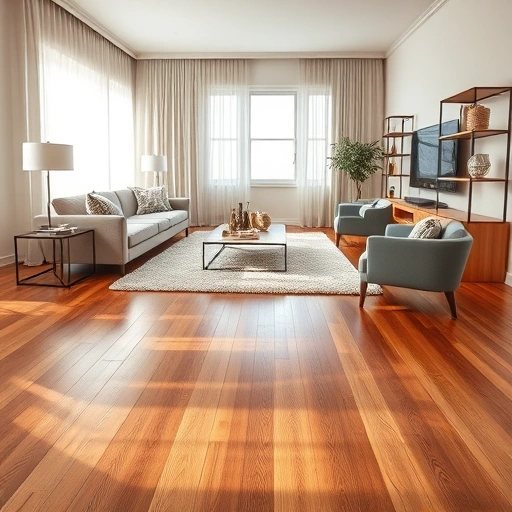 Beautifully finished hardwood flooring in a modern living room with elegant decor and natural light in Blanchard OK.