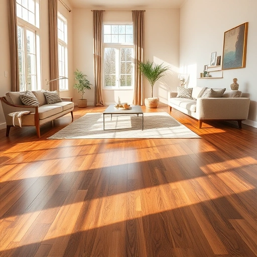 Beautiful hardwood flooring installation in Blanchard, OK with polished finish and elegant minimalistic decor.