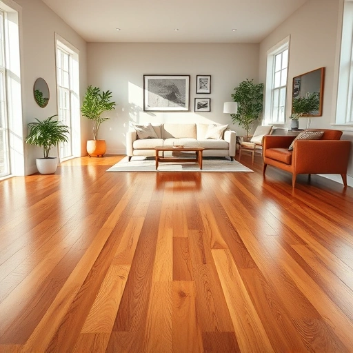 Hardwood floor acclimation service in modern Oklahoma City living room featuring rich wood grains and elegant decor.