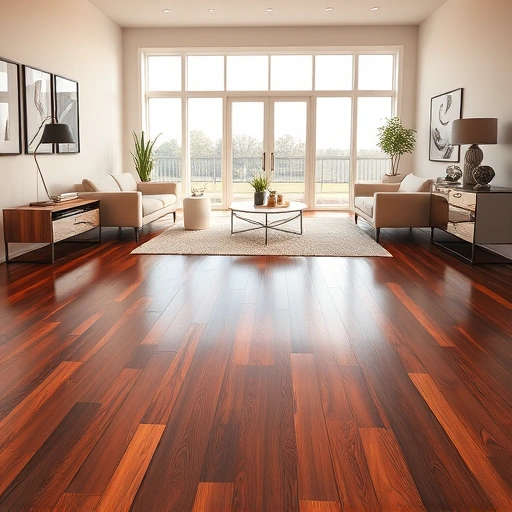 Completed hardwood flooring installation in Tinker AFB with polished planks, modern furniture, and natural light.