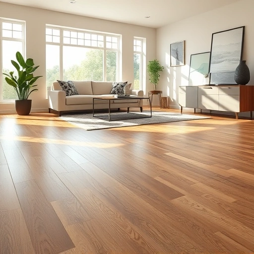 Luxurious hardwood flooring in a modern living room with elegant furniture and natural light in Purcell, OK.