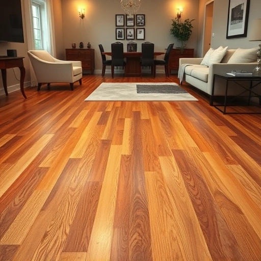Hardwood floor scratch repair in a modern Oklahoma City interior showcasing rich wood tones and intricate grain patterns.