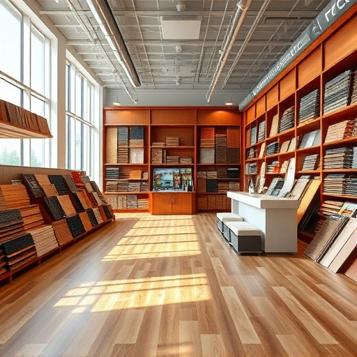 Spacious flooring showroom in The Village OK showcasing hardwood, laminate, tile, and carpet in a modern design.