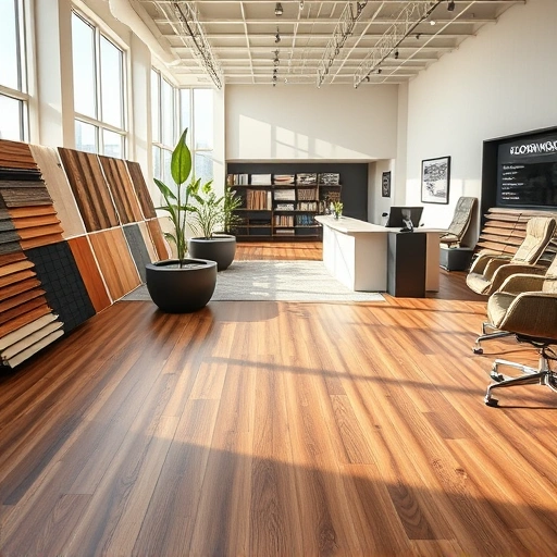 Showroom in Midwest City, OK displays various flooring options in a warm, inviting atmosphere with natural light.