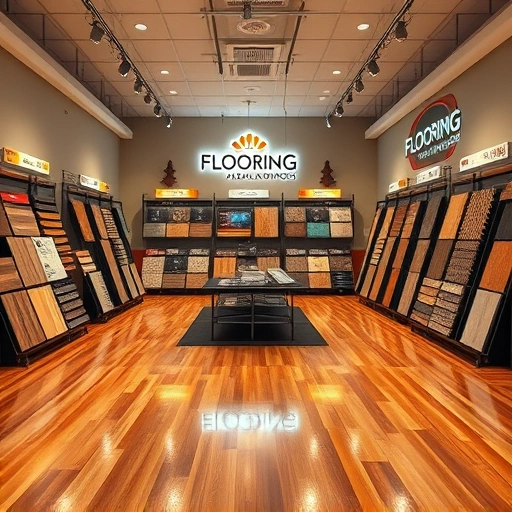 Showroom featuring polished hardwood, laminate, and tile flooring with elegant displays and modern decor elements.