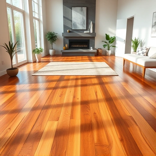 Hardwood floor refinishing in a spacious Oklahoma City living room with gleaming floors and minimalist decor.