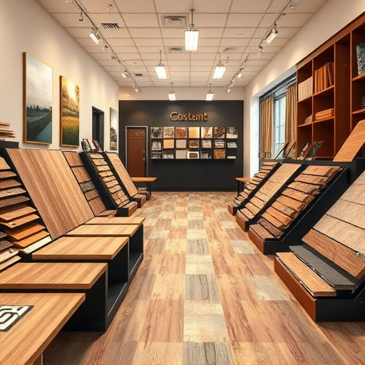 Flooring showroom featuring hardwood, laminate, tile, and carpet options in a sophisticated, welcoming environment.