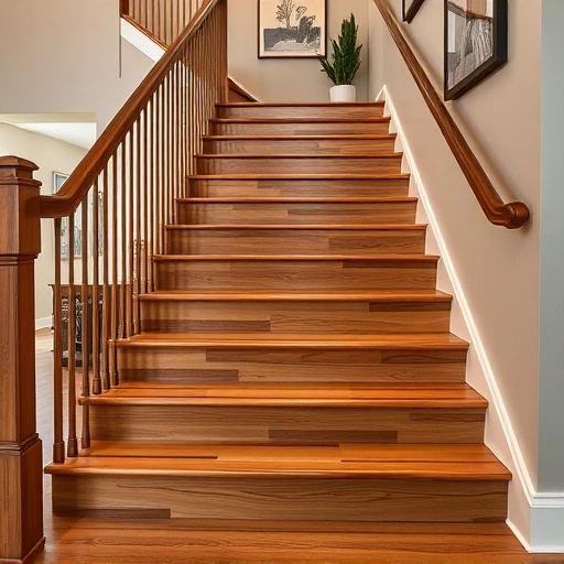 Hardwood stair tread installation in Oklahoma City showcasing polished treads, risers, and elegant modern decor.