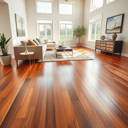 Modern living room in Bethany, OK with polished hardwood flooring, stylish furniture, and natural light ambiance.