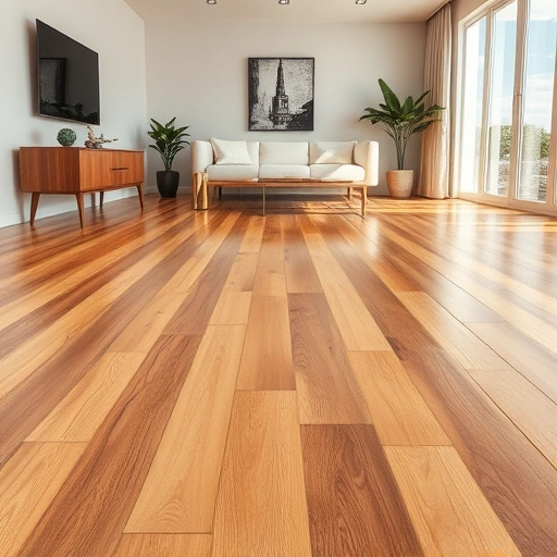 Hardwood floor scratch repair in Oklahoma City showcasing a flawless, glossy finish in a stylish modern interior.