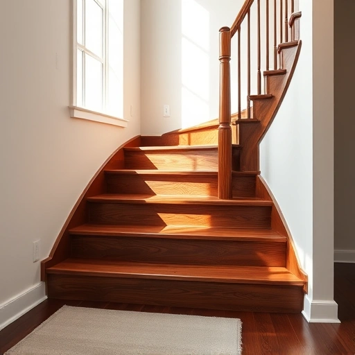 Polished mahogany stair treads in a modern Oklahoma City home showcase intricate grain patterns and elegant design.