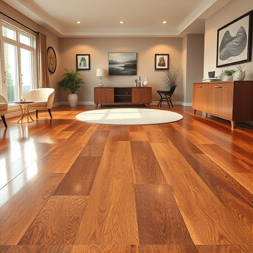 Hardwood floor repair in Oklahoma City showcasing seamless integration with rich wood tones and polished finish.