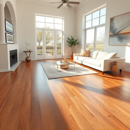 Modern living space in Purcell, OK with polished hardwood floors, minimalistic furniture, and natural light.