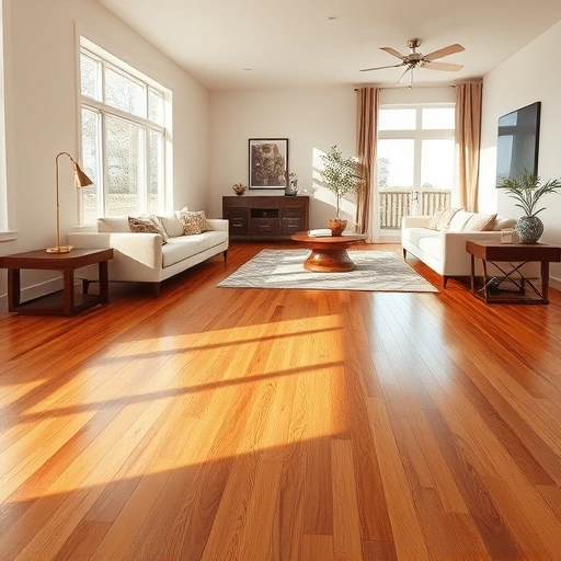 Completed hardwood flooring installation in a spacious living area with elegant decor and natural light in Luther OK.
