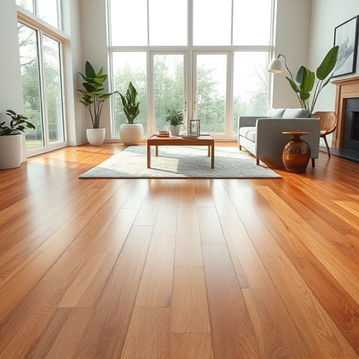 Seamless hardwood flooring installation in a modern interior, showcasing rich finishes and elegant decor details.