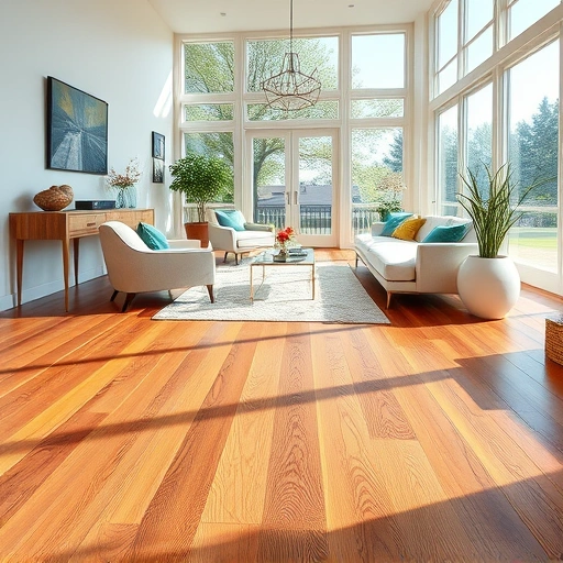 Luxurious hardwood flooring installation in a modern interior with rich tones and elegant decor in Noble, OK.