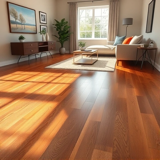Perfectly installed hardwood floor in Wellston, OK, showcasing rich tones and minimalist decor in a serene room.