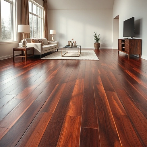 Spacious living room in Lexington OK with rich dark hardwood floors, minimalist furnishings, and natural light.
